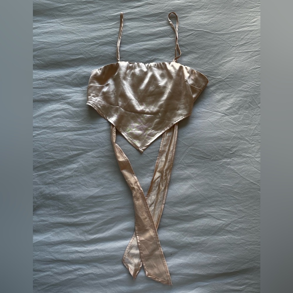 Shein Blush Champagne Satin Bandana Cami Top